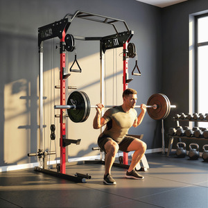 SPORTNOW Power Cage Power Rack with Cable Pulley System