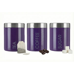 Purple Enamel Tea Coffee and Sugar Set