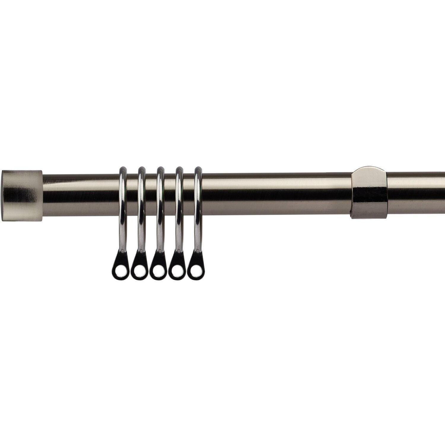 16-19mm Fenton Extendable Durable Metal Curtain Pole Set - Black Silk / 160cm
