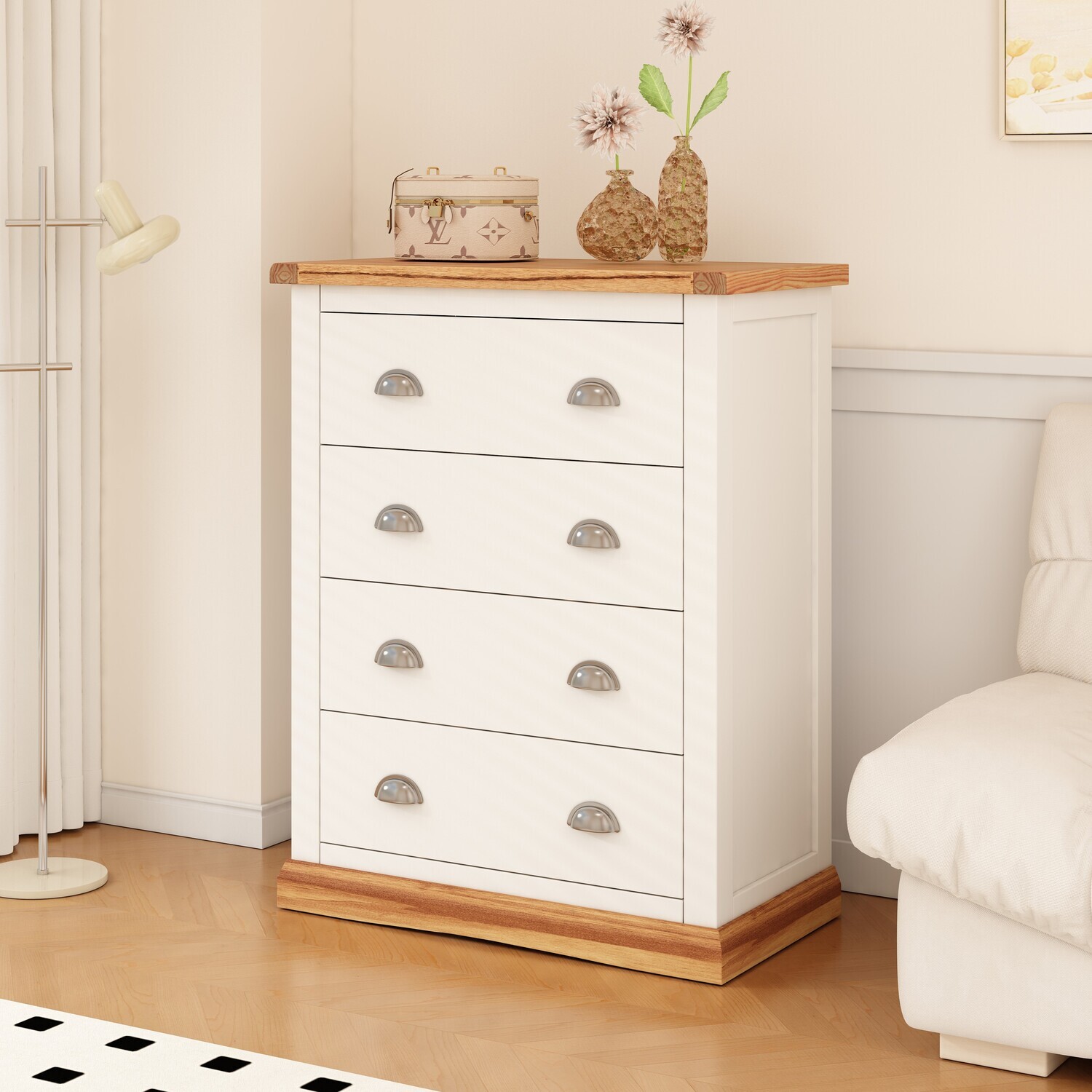 Cabinet Bits Tropea Chest of Drawers 4 Drawer Off White Wood - Image 4