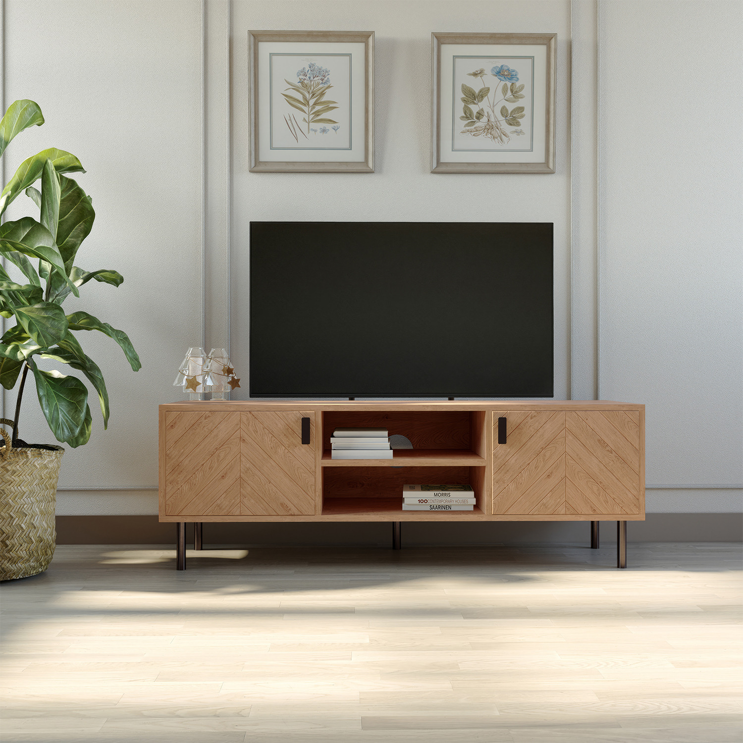 Leon 2 Door Tv Unit - Medium Oak