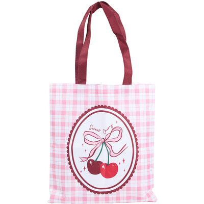 Cherry Check Tote Bag