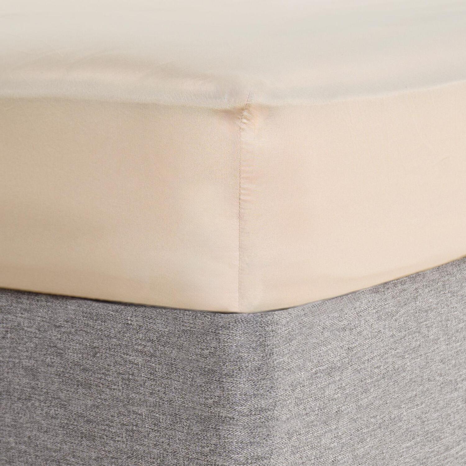 OHS Plain Bed Sheet Microfibre Deep Fitted Soft in Stone | Size: King