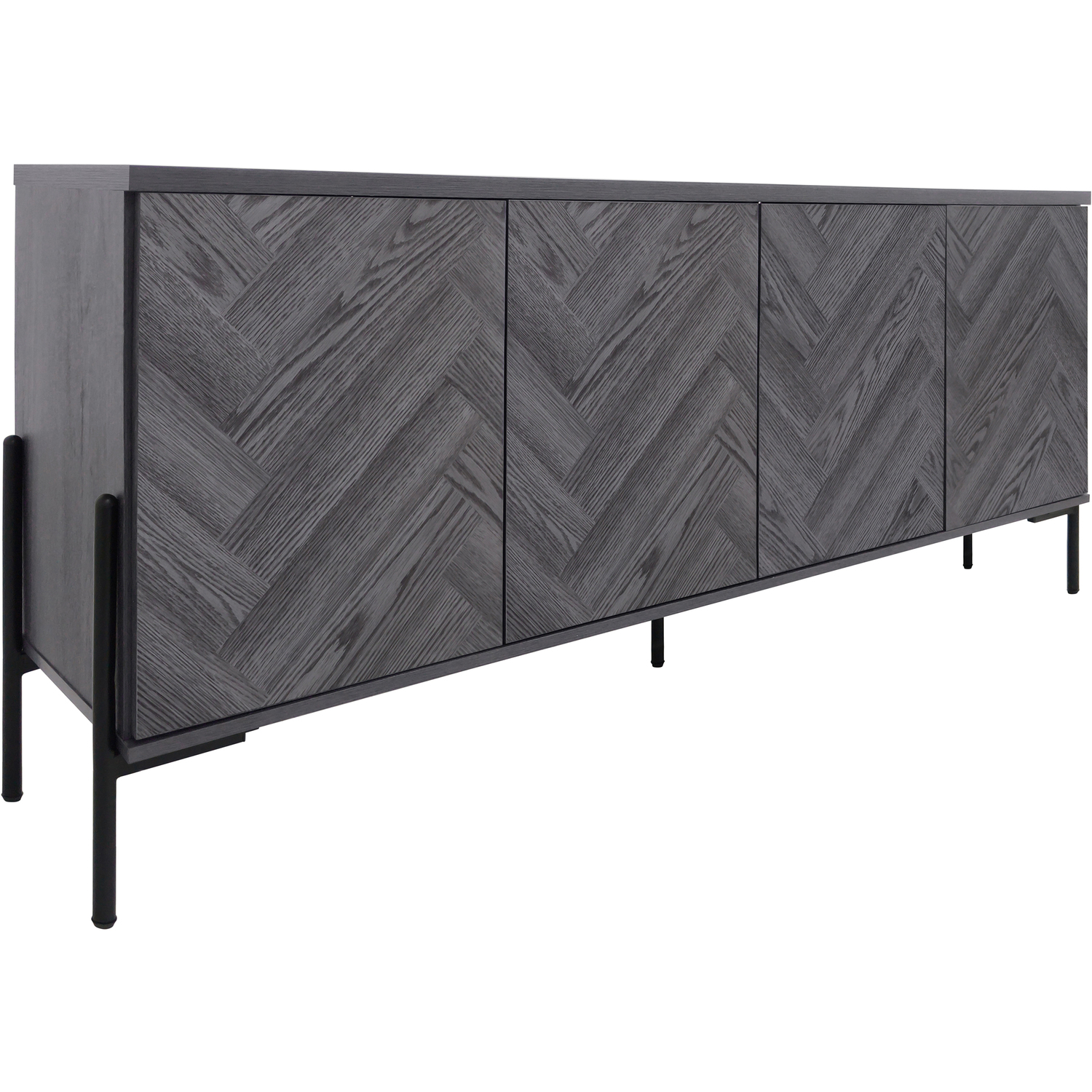 Charlene Sideboard with 4 doors in Grey Fish OakGrey Oak - Grey Oak Fishbone/Grey Oak