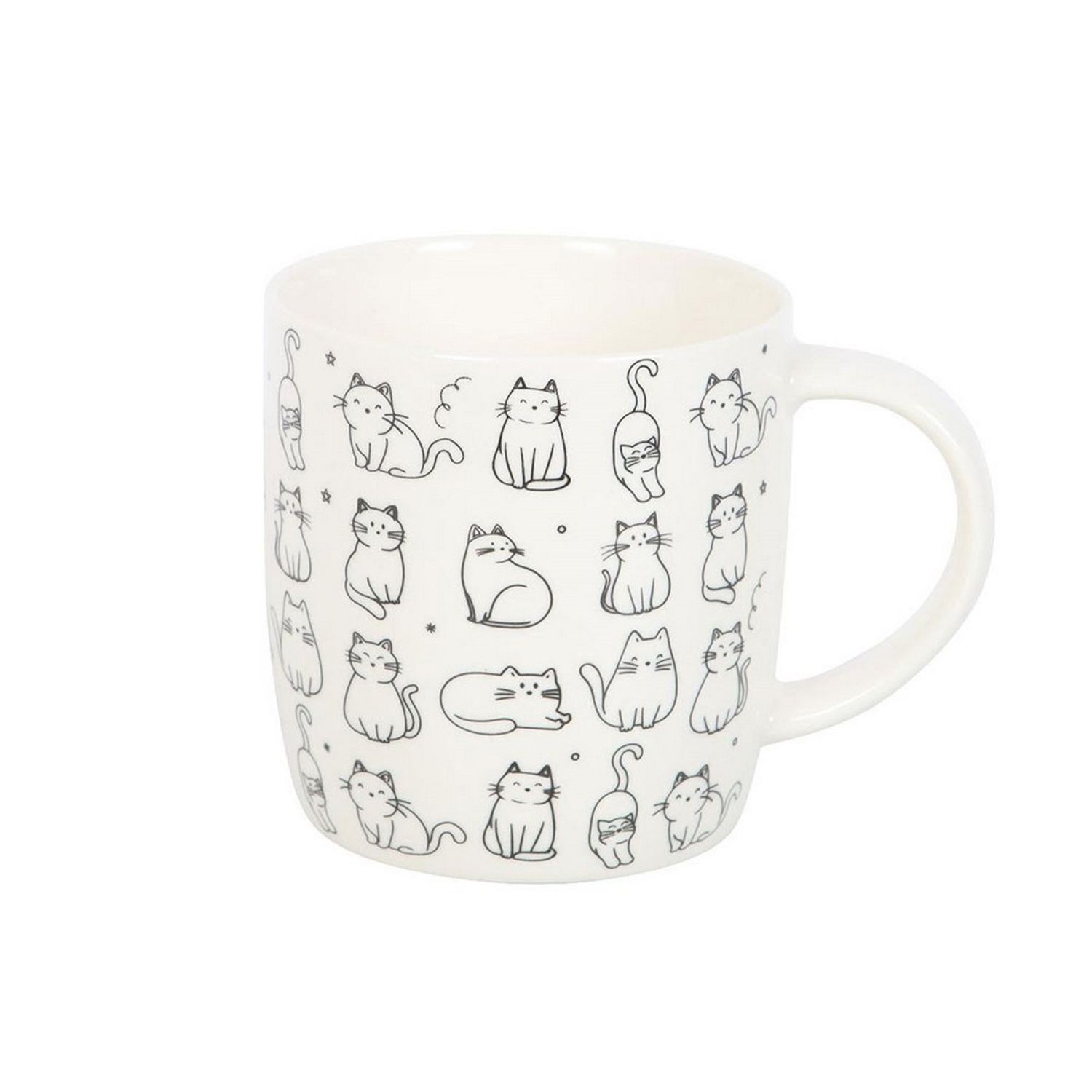 Something Different White Happy Cat Mug - Black/White