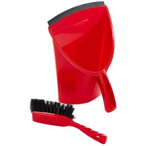 Leecroft SCOOPA Dustpan & Brush Stiff Red