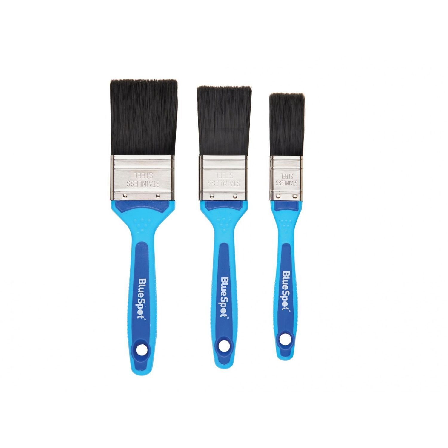 Bluespot Tools Soft Grip Synthetic Paint Brush Set, 3 Piece - Multi Colour