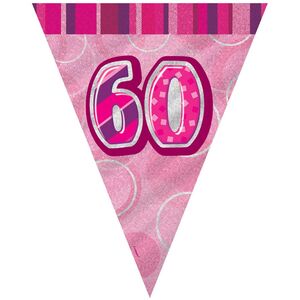 Unique Party Pink 60 Glitz Pennant Bunting