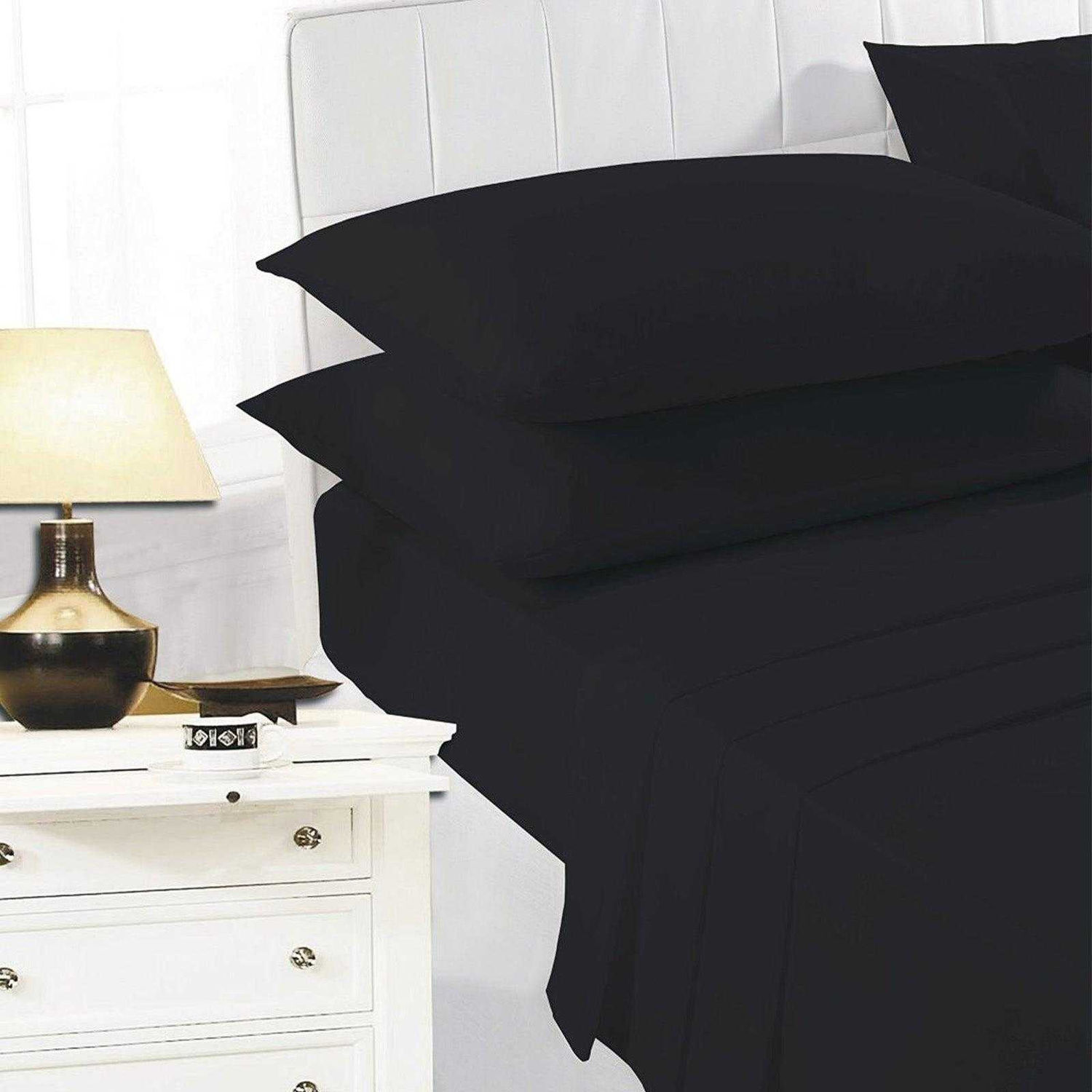 K Collection Percale Percale Fitted Sheet - Black / Single / Double