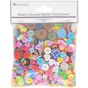 1000 Piece Mixed Coloured Buttons