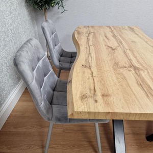Grey / 117cm Dakota Dining Set with Velvet Chairs and Bench shot 16129759