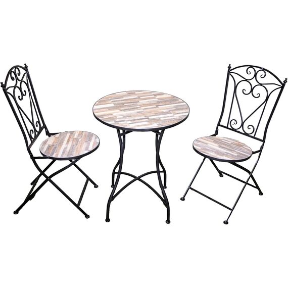 Oasis Mosaic Bistro Set with Table and 2 Folding Chairs
