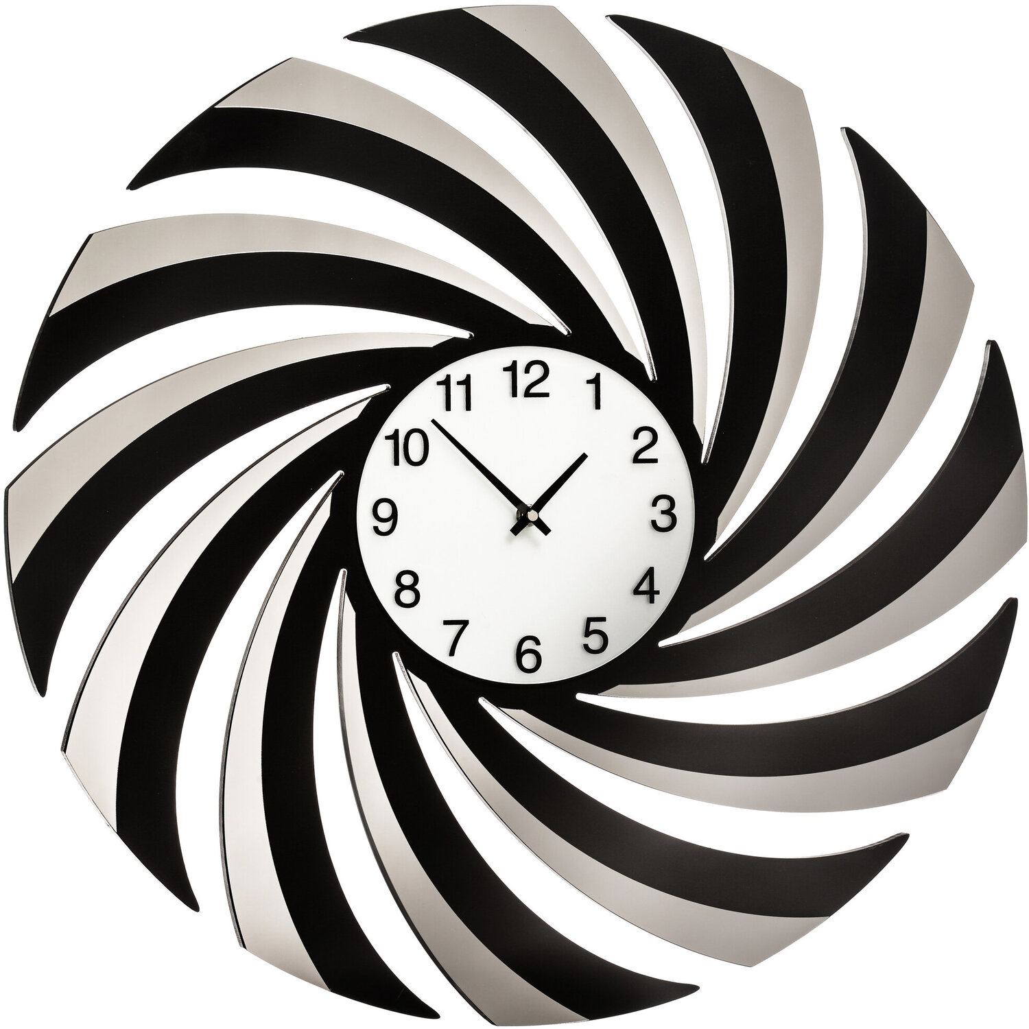 Interiors By Premier Vole 60Cm Dia Black Mirrored Wall Clock - Black & White