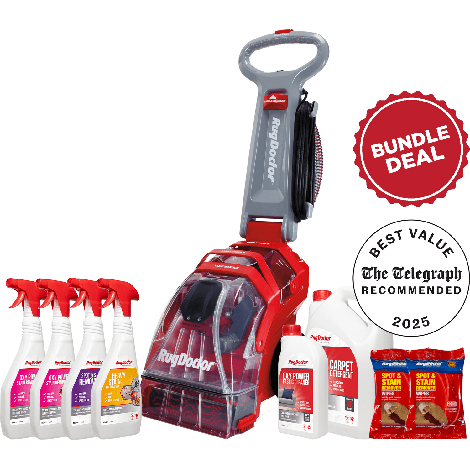 Rug Doctor Deep Carpet Cleaner Multi-Purpose Bundle - Red