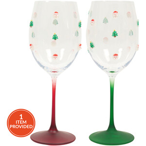 Tree and Santa Icon Wine Glass