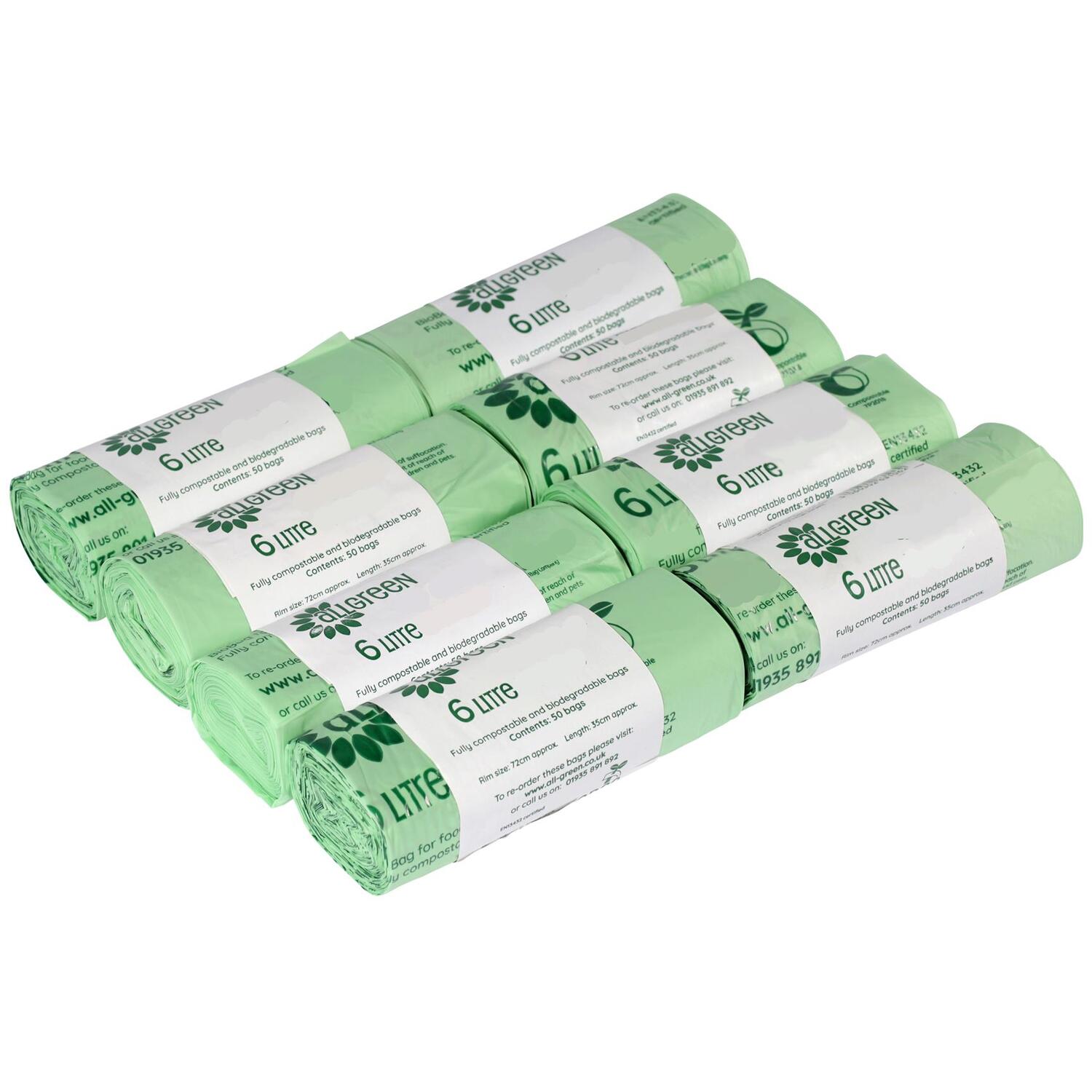 All-Green 6 Litre Compostable Food Waste Bin Liners - Green / 8