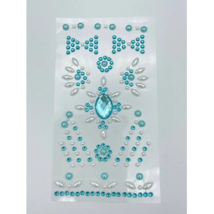 Pack of 17 Assorted Light Blue Self Adhesive Acrylic Gems and Pearl Bows