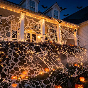 Halloween Stretch Spider Web Decoration Indoor Outdoor Party Decor