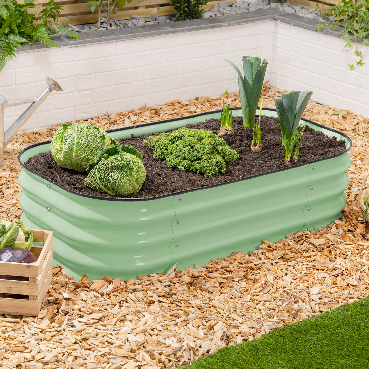 Christow Rectangle Raised Garden Bed Galvanised Steel Planter 120cm 180cm in Green | Size: Medium