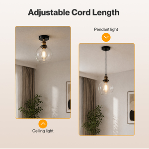 Retro Industrial Glass LampShade Ceiling Pendant Light Adjustable C...