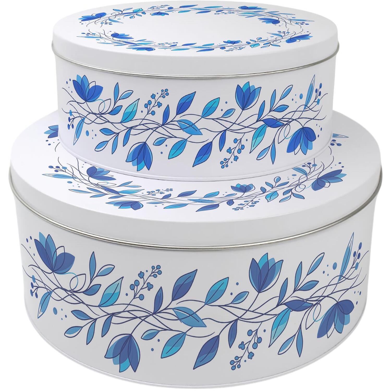 Image of Blue Petals Round Cake Tin Set&hellip;
