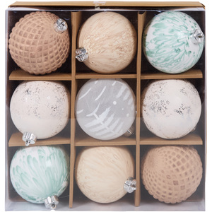 Pack of 9 Nordic Noel Style Baubles