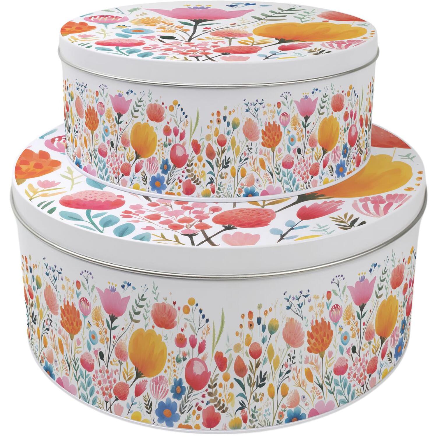 Image of Bright Floral Round Cake Tin Set&hellip;