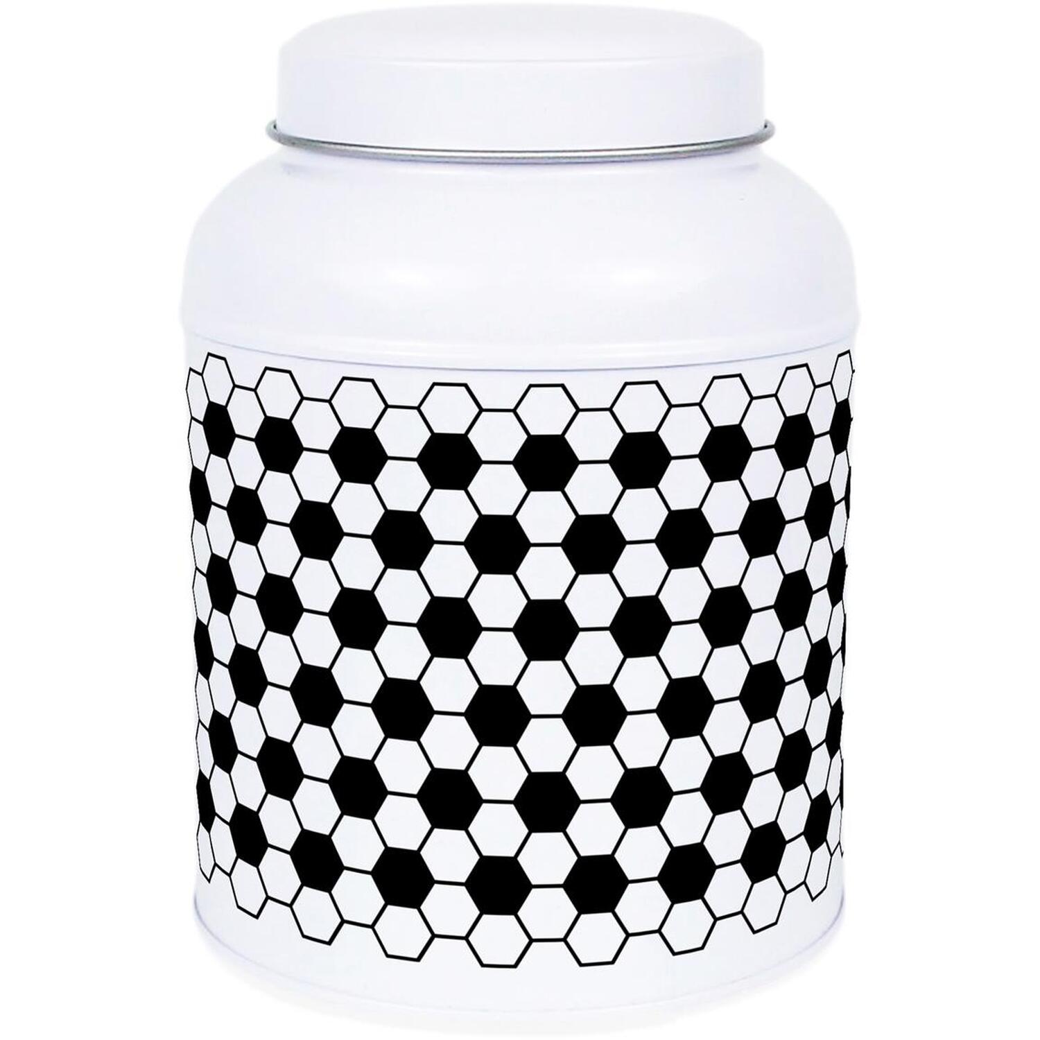 Purely Home Hexagon Tiles Tea Canister - Small Domed Lid Kitchen Storage Tin - No Text