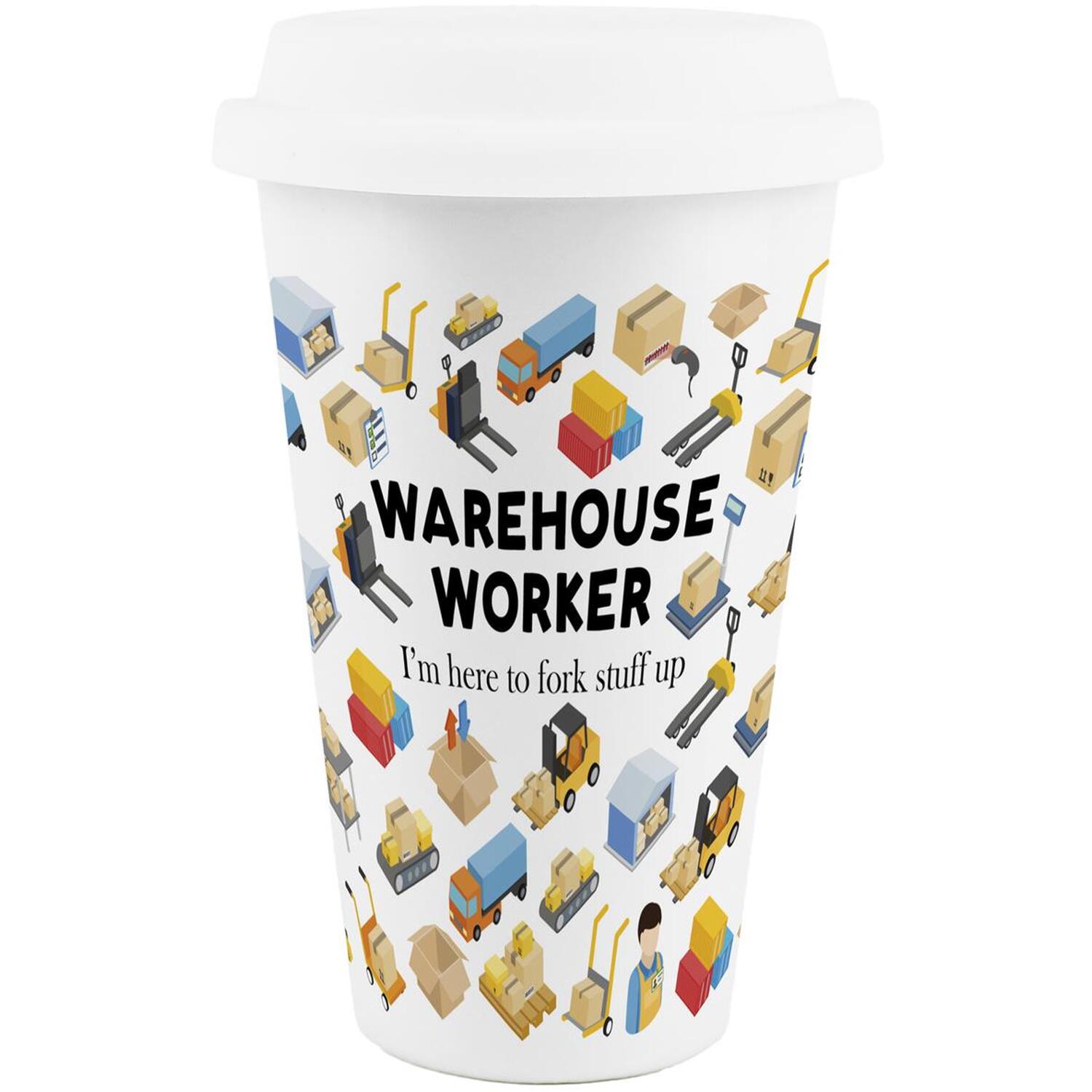 Image of Novelty Warehouse Worker Ceramic Travel Mug&hellip;