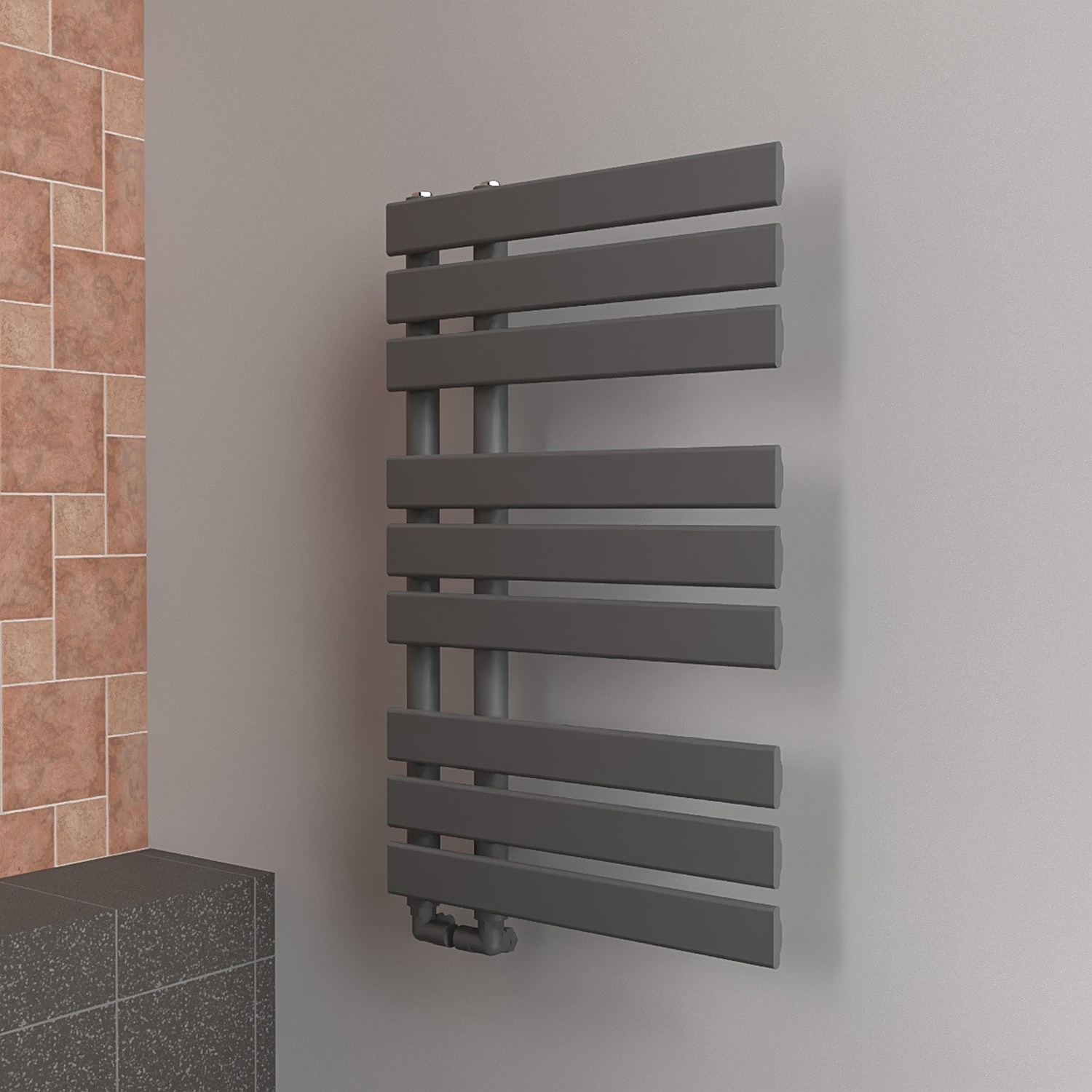 Lux Heat Anthracite Grey Open-Flat Designer Towel Radiator 800mm (H) x 500mm (W) - Image 2