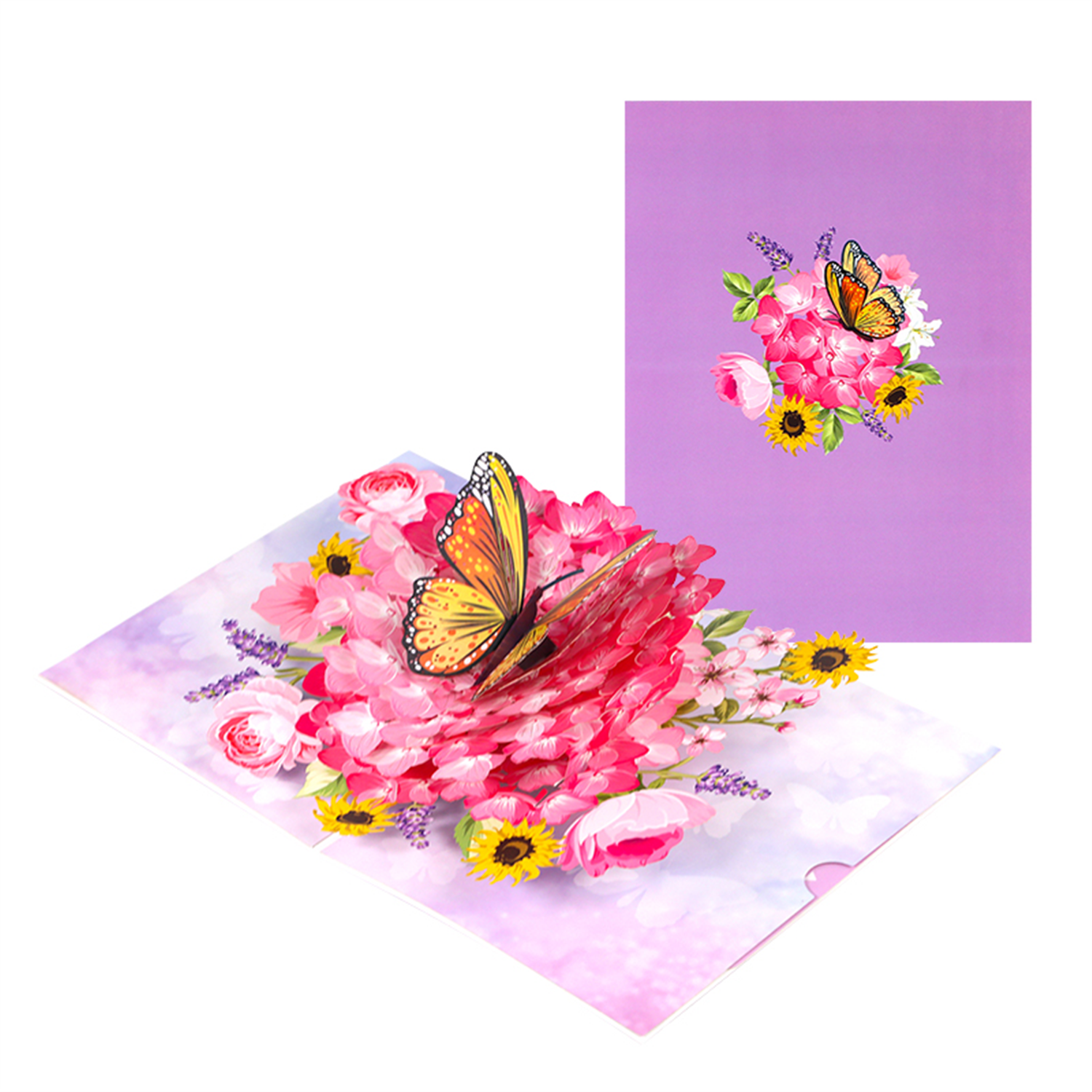 Butterfly Blossom Burst Carnation 3D Pop Up Greeting Card - Image 2