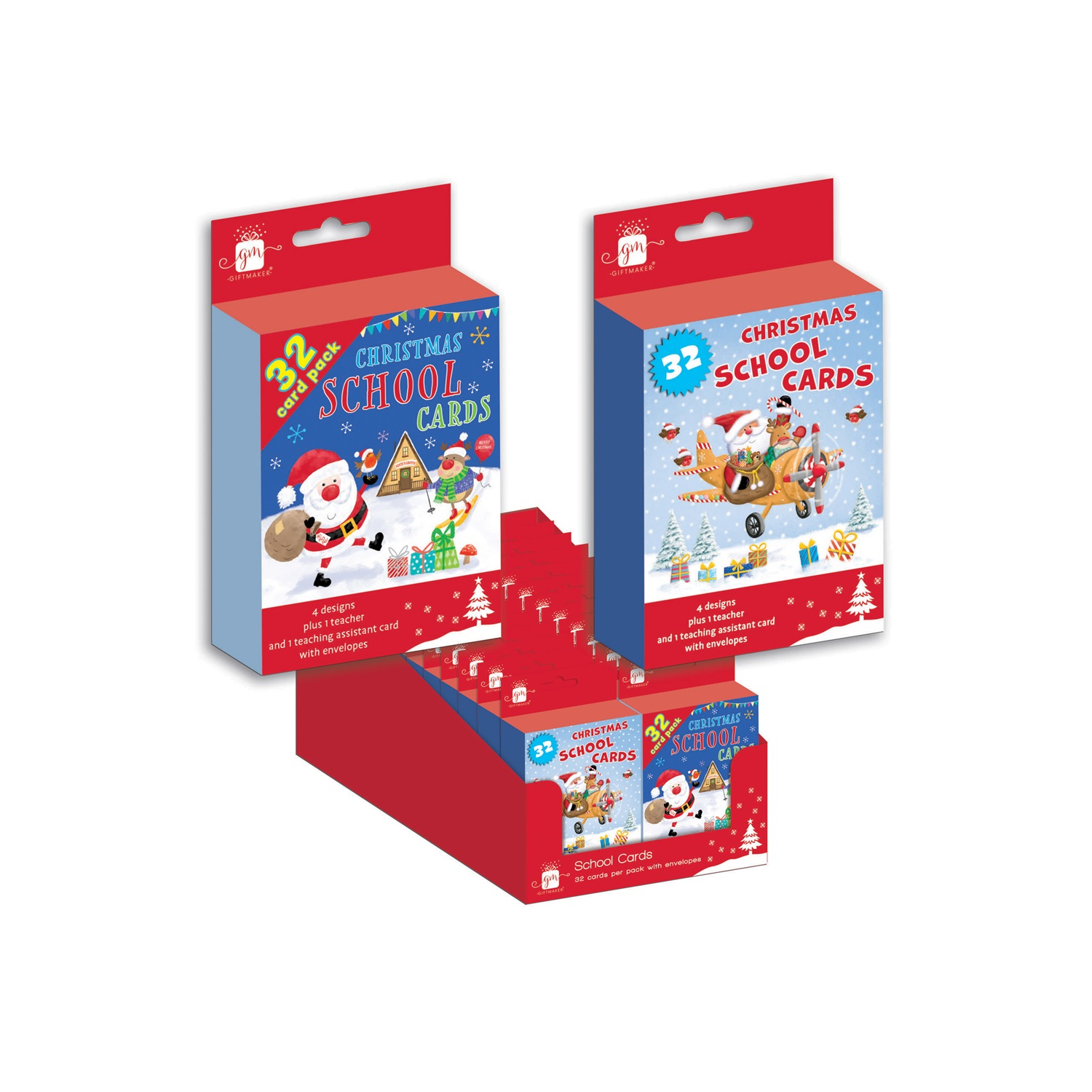  - Pack Of 32 Cute Santa School Christmas Cards & Envelopes - Image 5