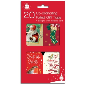Pack of 20 Classic Co-ordinated Christmas Tags