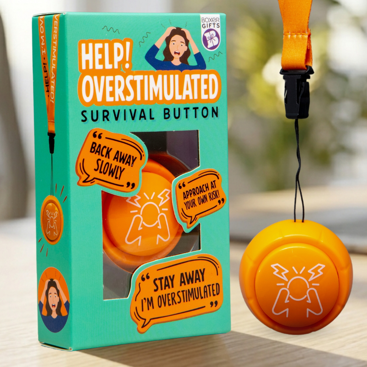 Overstimulated Survival Button Novelty Gifts - Black