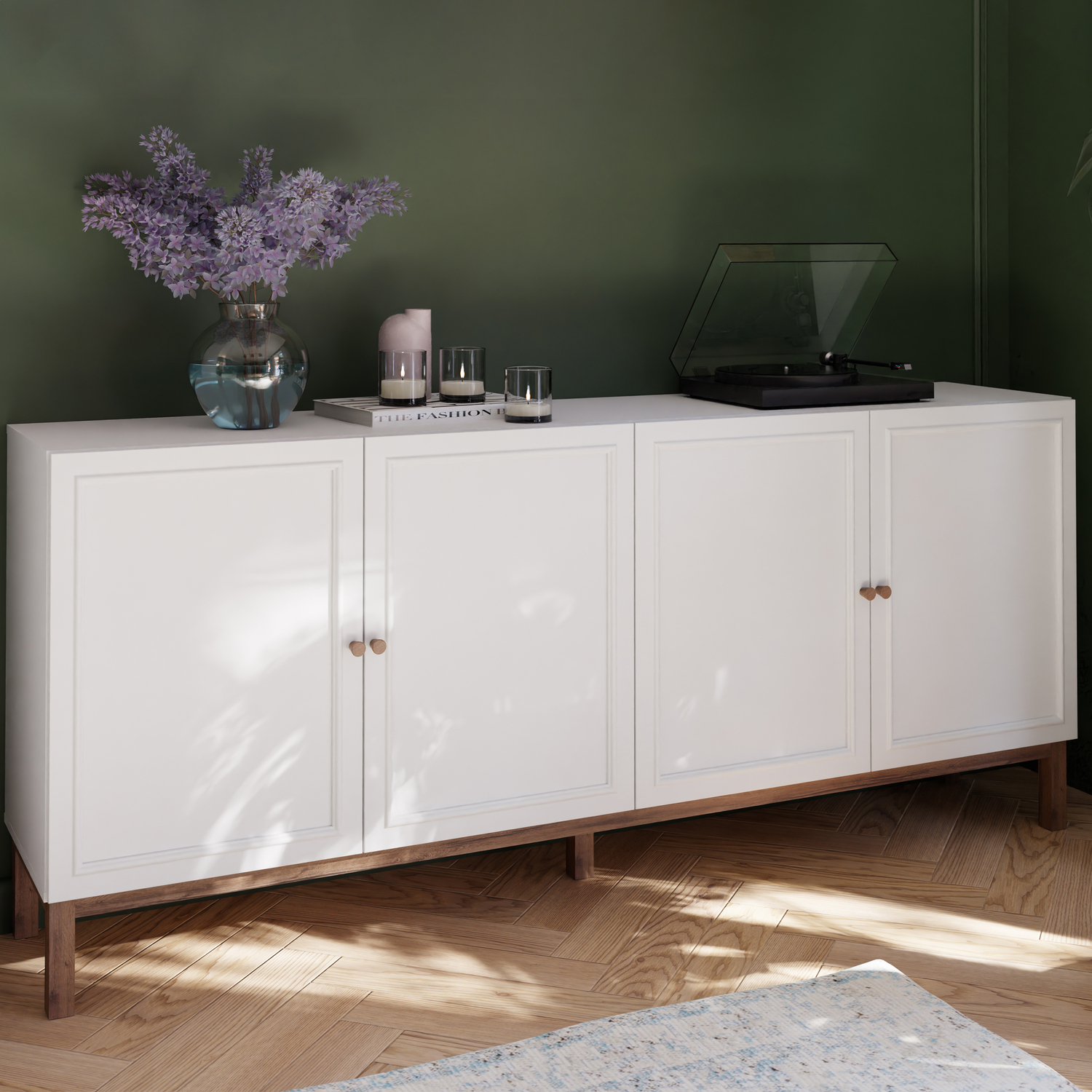 Rackhams Light/Grey Wensley 4 Door 1 Drawer Sideboard In And Oak - & Oak - 199.3 - 1 - Image 4