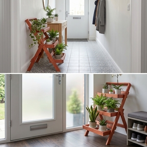 3 Tier Wooden Foldable Indoor Plant Stand Display Shelf