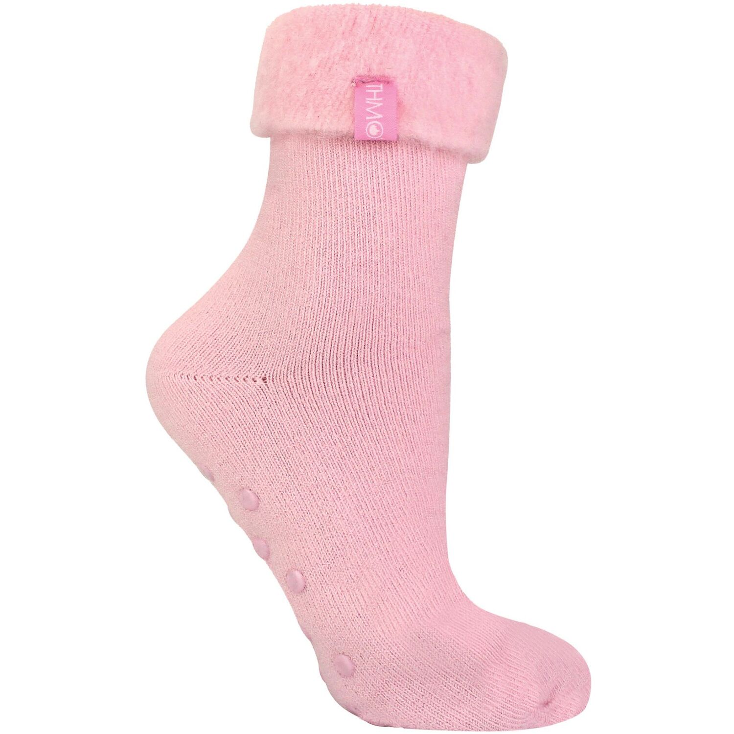 Thmo Women's Pink 1 Pack Soft Plush Lined Slipper Bed Socks In | Size: 4-8 - Image 2