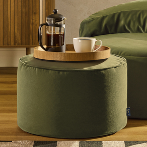 Olive Green icon Milano Round Velvet Pouffe shot 19506559