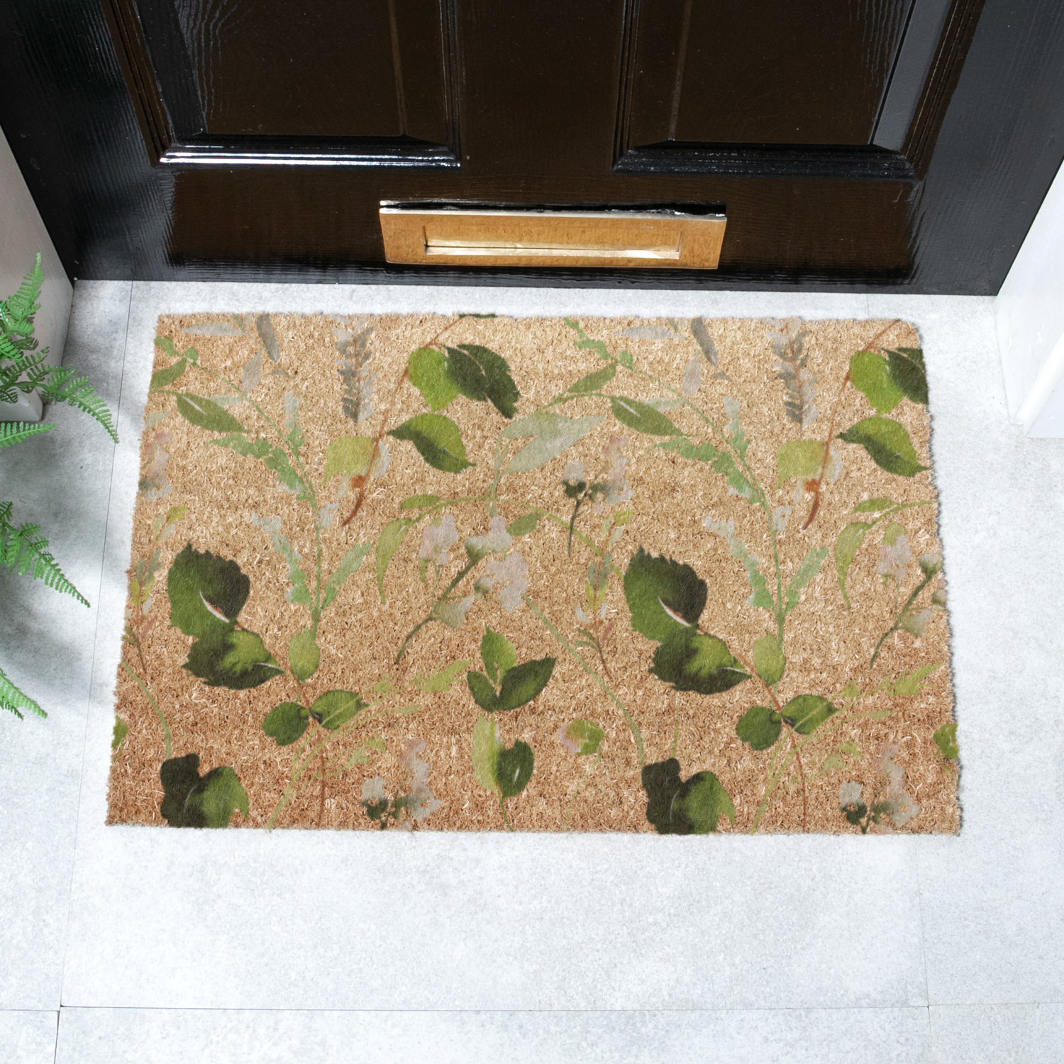 Artsy Mats Watercolour Leaves Doormat - Brown