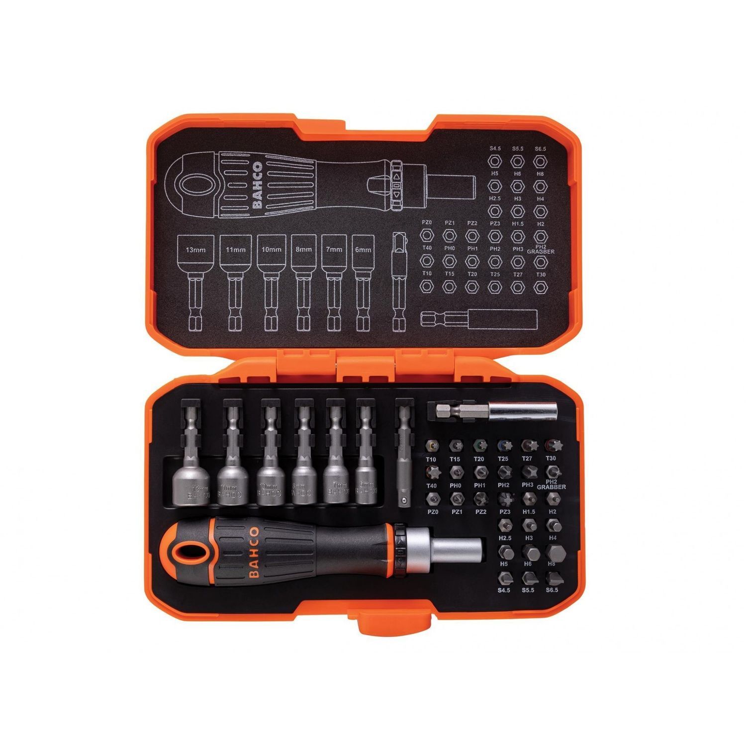 Bahco 59/S36bcr Ratcheting Coloured Bit Set, 36 Piece A - Multi Colour