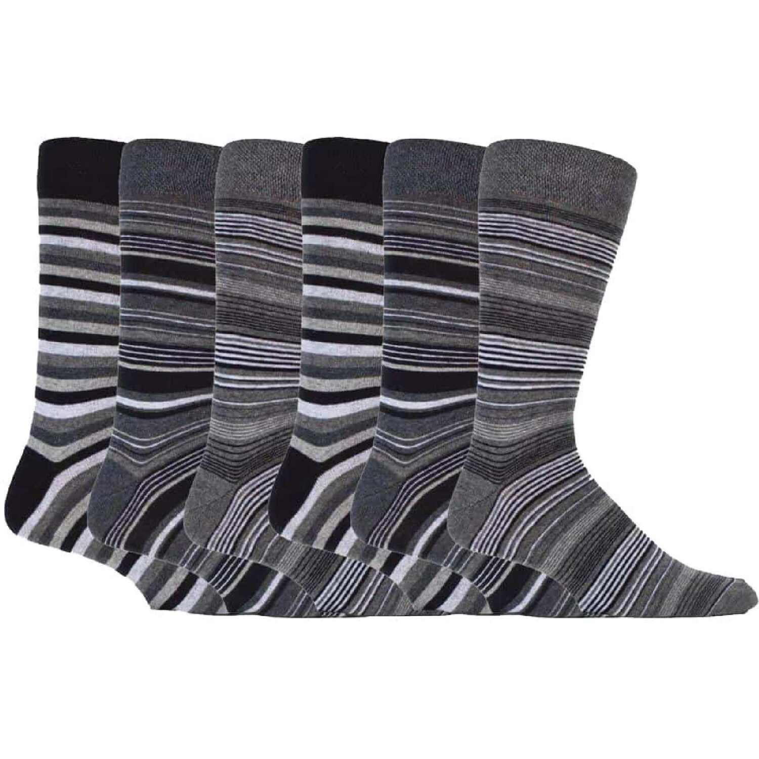 Sock Snob 6 Pack Mens Striped Cotton Rich Casual Dress Socks