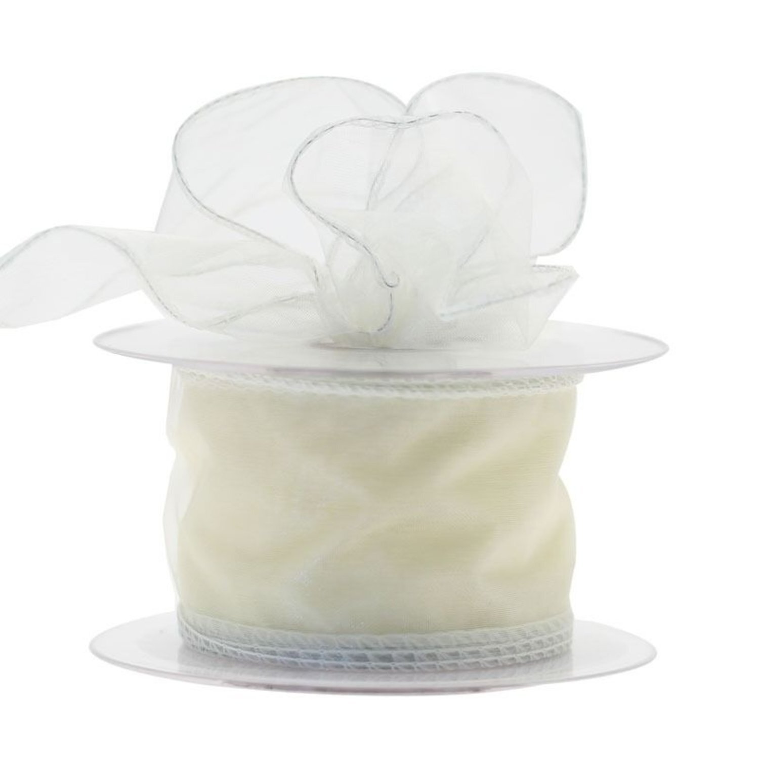  - Chiffon Ribbon 50mm 2 PackCream Wired Organza - Image 3