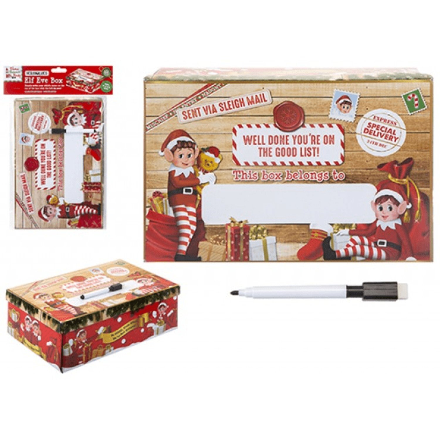 Kdmd Small Elf Xmas Eve Box 2 Pack Brown - Brown