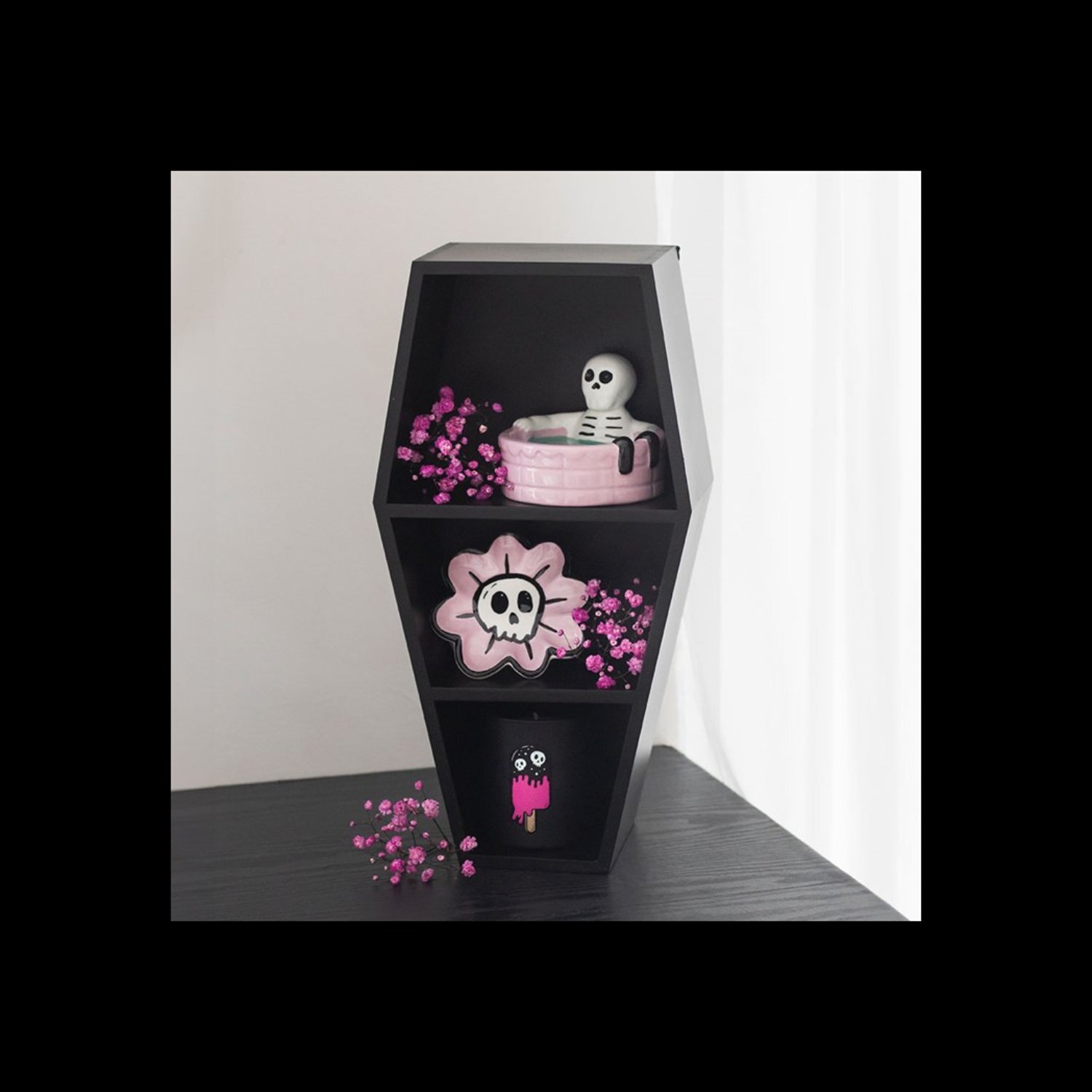 Kdmd Unisex Black Gothic Coffin Shelf Display Storage Unit Small - Image 2
