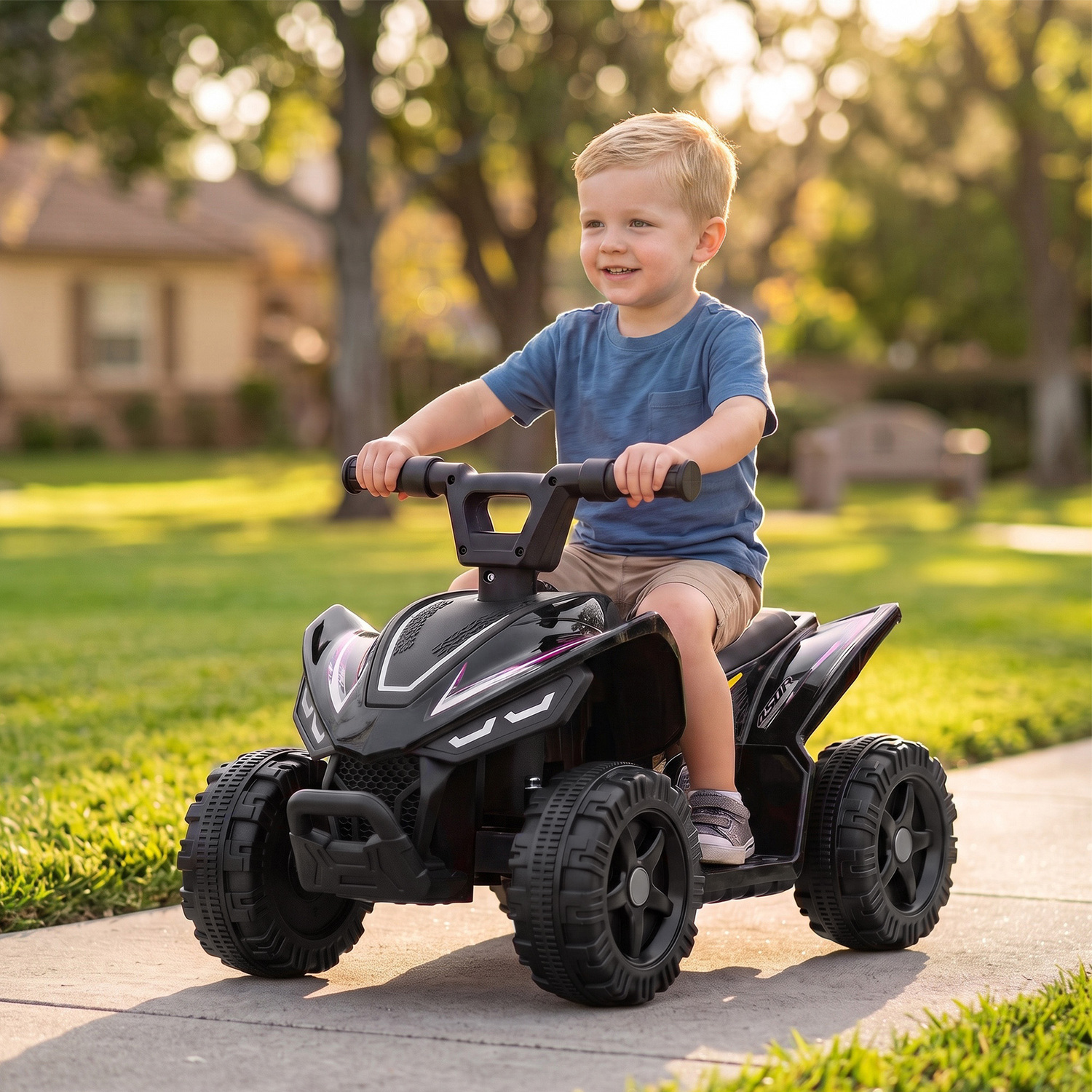 Aiyaplay Black 6V Electric Car, Kids Atv With Handlebar Button Control, - Image 3