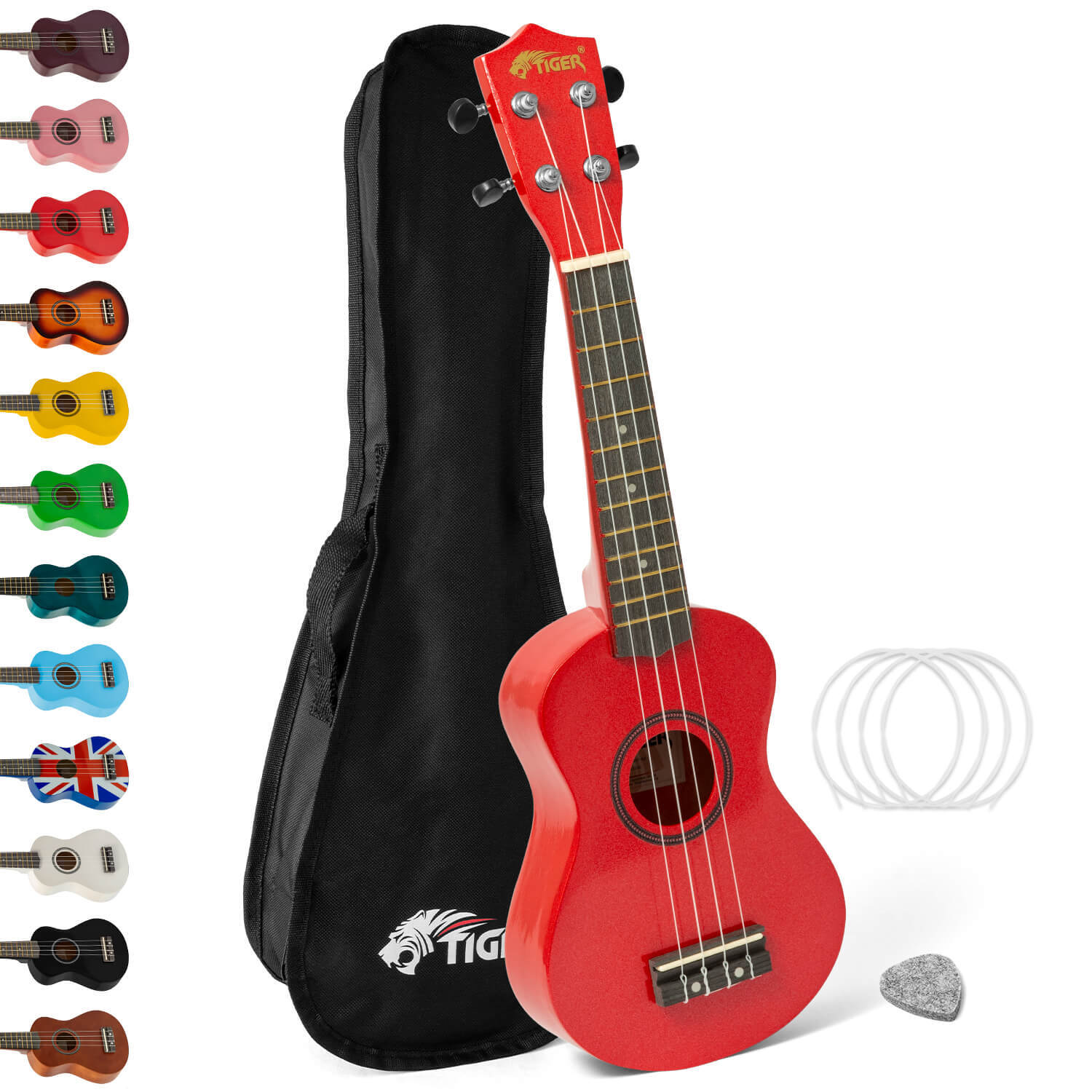 Tiger Music Soprano Beginners Ukulele With Gig Bag, Felt Pick & Aquila Strings ¿ B - Neutral