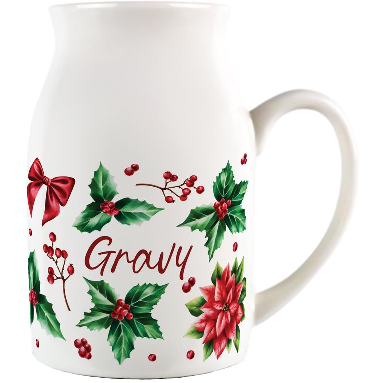 B&Q -  Christmas Holly Leaves Small Porcelain Serving JugGravy - Image 3
