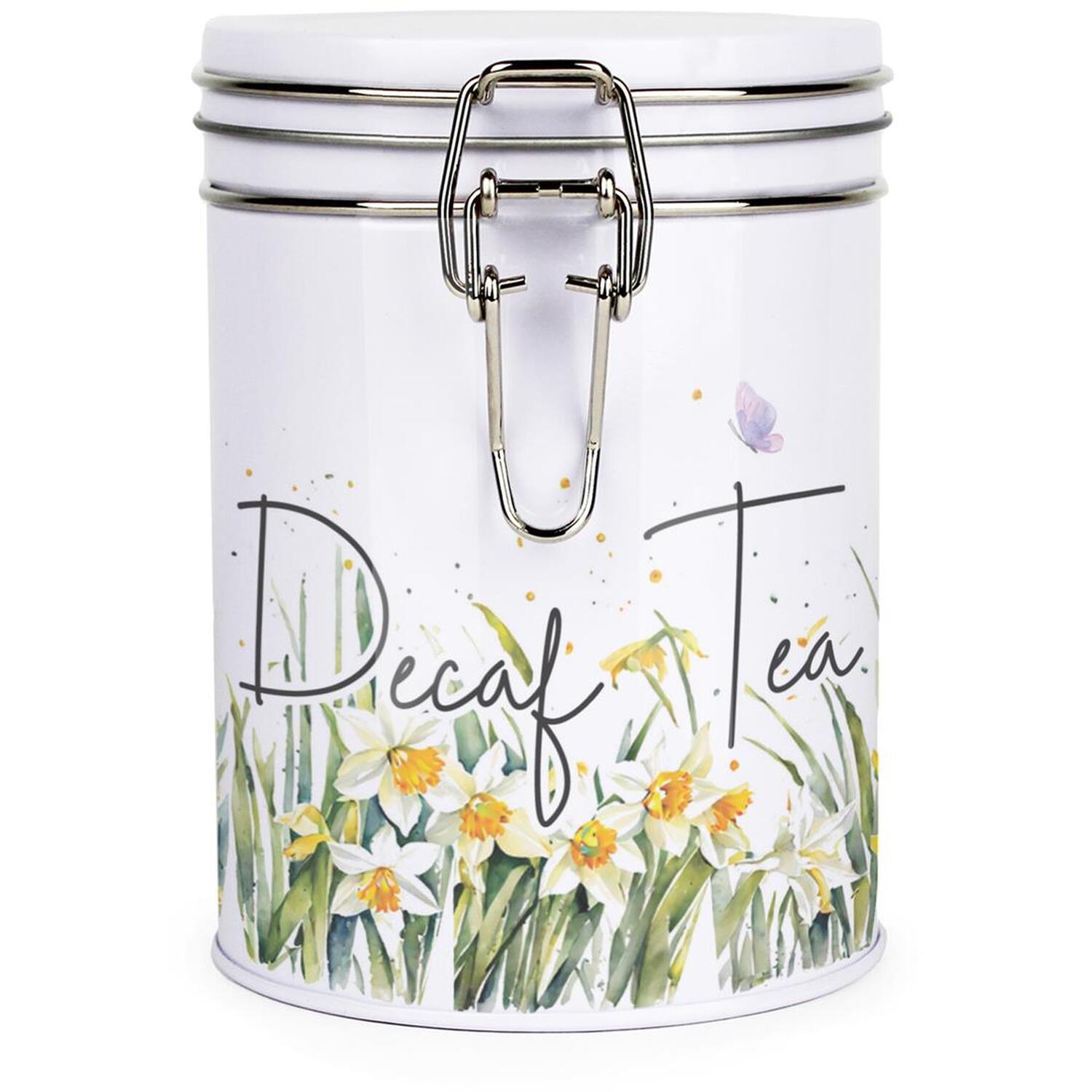 Purely Home Daffodils Floral Hot Drinks Canister - Decaf Tea Storage Gift Tin - Image 2