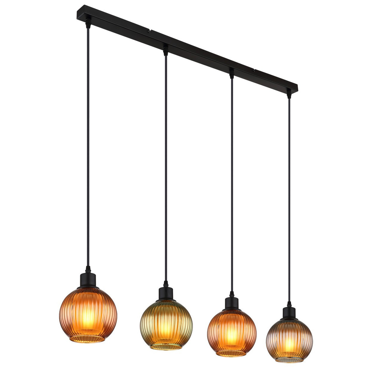 B&Q - Luminosa Zumba Bar Pendant Ceiling Light Matt Black Balls Glass Shade 4X E27 - Image 2