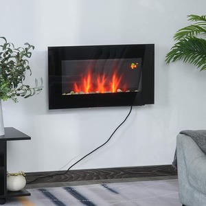 HOMCOM Electric Wall Fireplace with LED Flame